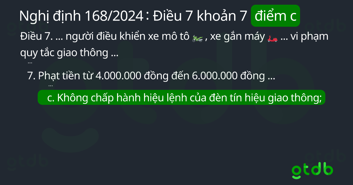 Điểm c khoản 7 Điều 7 Nghị định 168/2024